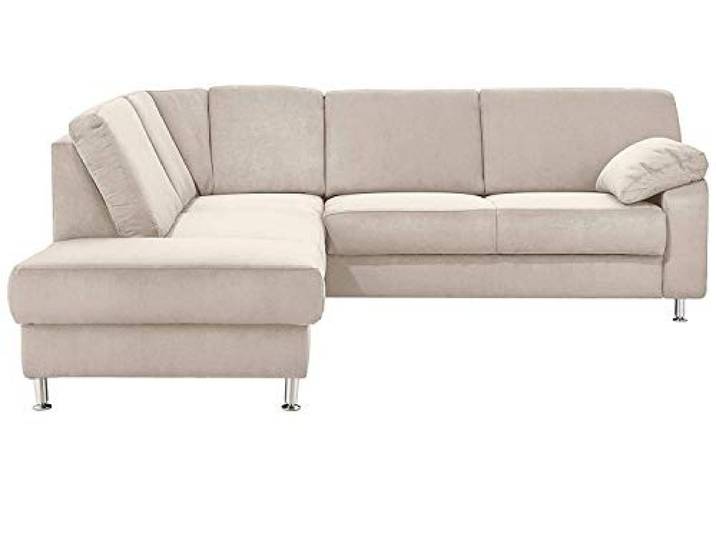 Cavadore Ecksofa Belfast mit Ottomane links / Polsterecke mit Federkern / 243 x 88 x 218 / Mikrofaser Hellbeige
