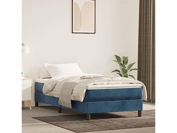 KTHLBRH Matratze Mittel Dunkelblau 100x200x20 cm Samt Taschenfederkern, mittelharte Stützkraft, weicher Samtbezug, komfortabler Schaumstoff, 20 cm Höhe