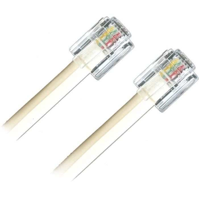 APM RJ11 ADSL-kabel wit - 10 meter - mannelijk naar mannelijk