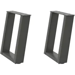 Helloshop26 - Set aus 2 U-förmigen abgewinkelten Couchtischbeinen aus Stahl 28 x 42–43 cm praktisch modern anthrazitfarbener Stahl 02_0057042