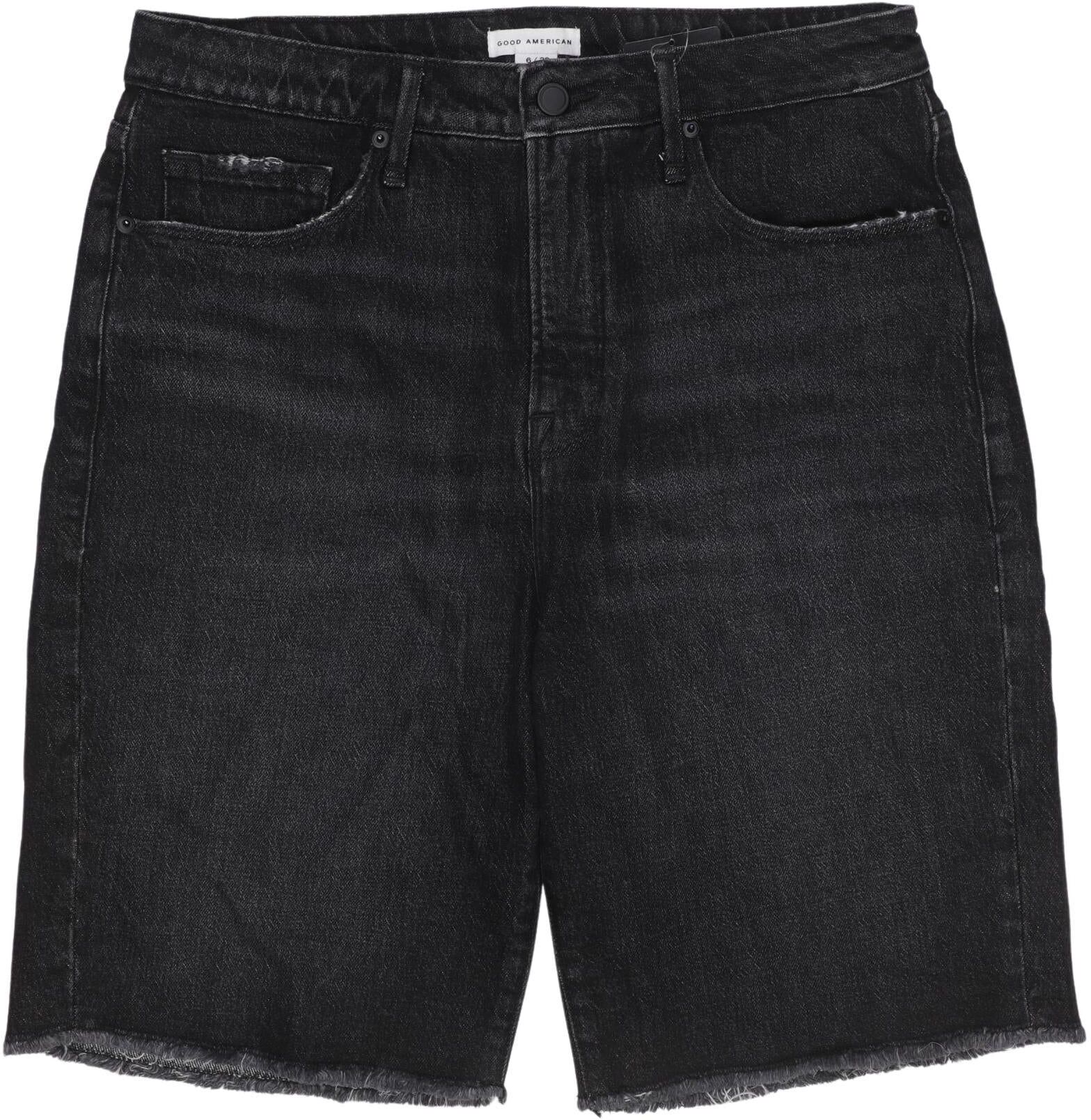Good American Damen Shorts, Schwarz, Gr. W28, Elasthan / Baumwolle - Second Hand