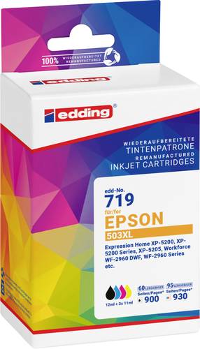 Edding Druckerpatrone ersetzt Epson 503XL, T09R1 Kompatibel Kombi-Pack Schwarz, Cyan, Magenta, Gelb EDD-719 18-719