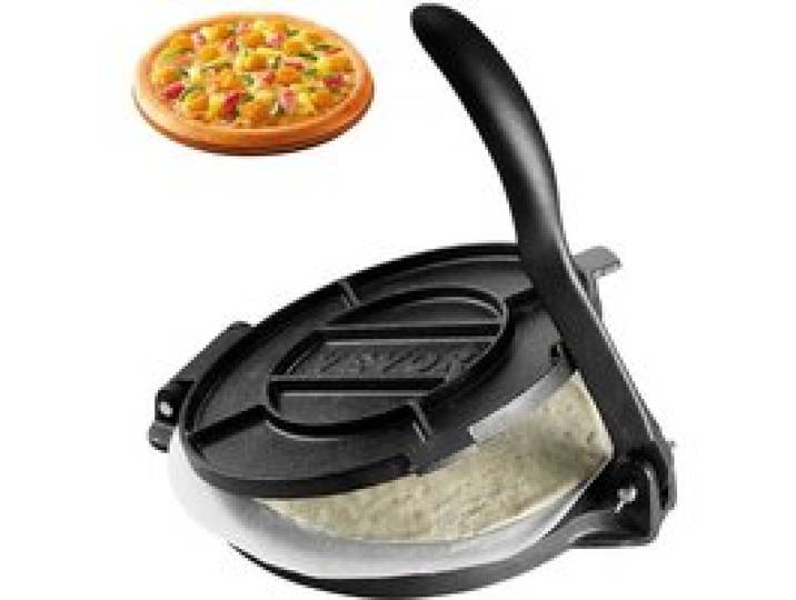 VEVOR Tortilla-Presse, 25 cm Taco Presse, Robuste Gusseisen-Tortilladora-Presse, Vorgewürzte Tortilla Maker Tortilla Hersteller mit 100 Stk. Pergamentpapier, Teigmaschine für Mehl-Tortilla, Schwarz