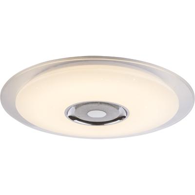 GLOBO LIGHTING Deckenleuchte "TUNE", weiß, 1, Ø 60cm H: 6,1cm, 1 Stk., Leuchten, Deckenleuchte Weiß/Verchromt, Acryl, K5 Kristalle, LED + RGB, Deckenleuchte