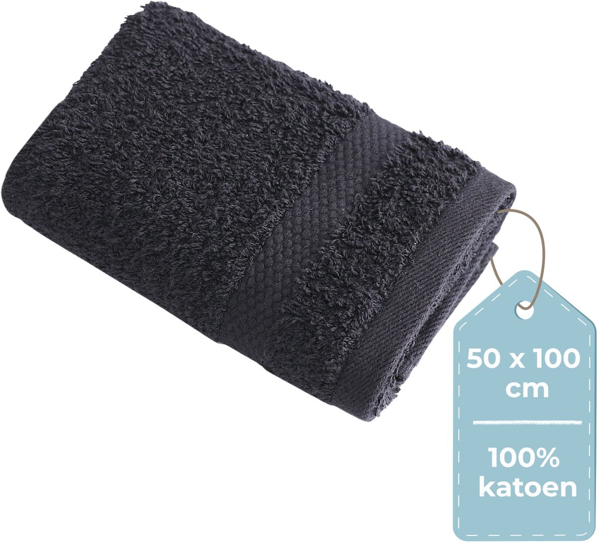 HUSH Living Handdoek 100% Katoen - Zwart - 50 x 100 cm