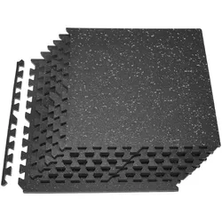 VEVOR 6 x Puzzlematte Bodenschutzmatte 610 x 610 x 14 mm, Hochdichte EVA-Schaumstoffmatte, Ineinandergreifende Fitnessmatte Gymnastikmatte Sportmatte, Trainingsmatte (Schwarz) mit Grauen Punkten