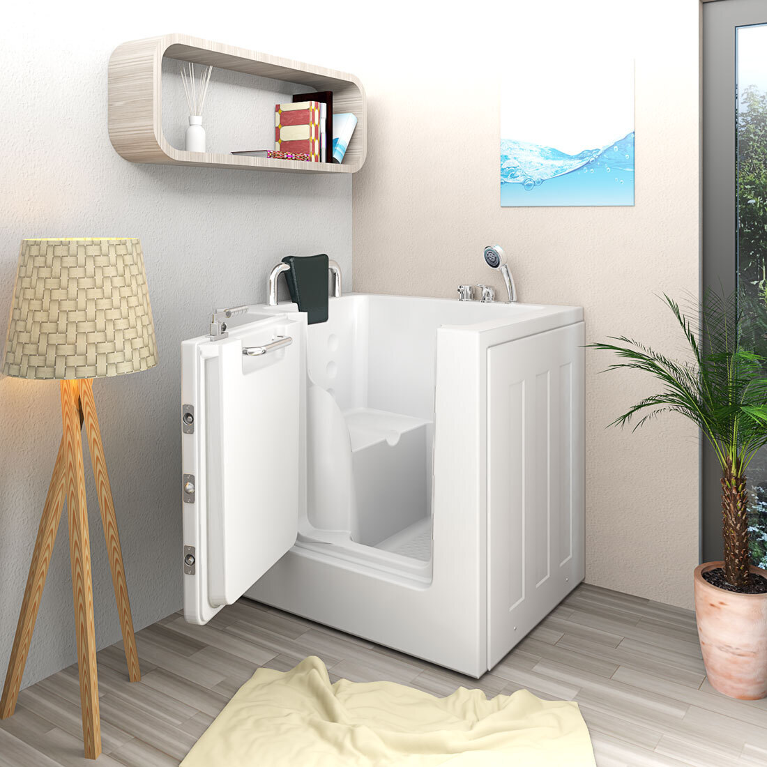 Sitzbadewanne Senioren Sitzwanne mit Tür S02-TH-A-L 78x100cm
