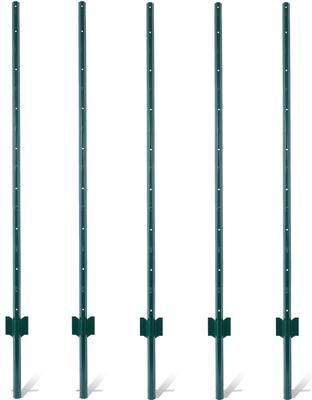 Justmaellc Fence Posts 5Feet Heavy Duty Metal Fence Post with U-Channel for Holding Garden Wire Fence - N/A
