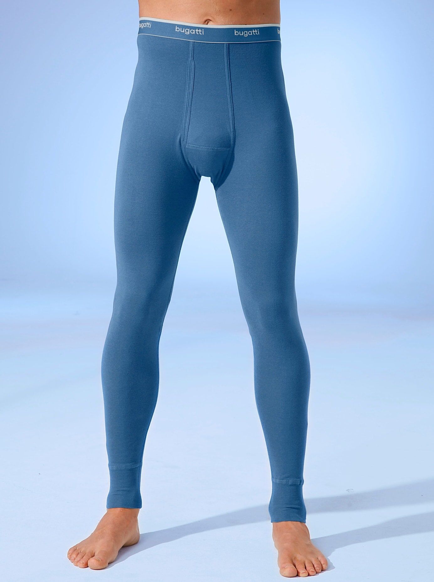 Lange Unterhose BUGATTI, Herren, Gr. 7, 1 Stk., blau, 100% Baumwolle, Unterhosen Lange Unterhose blau 7, 1 Stk.