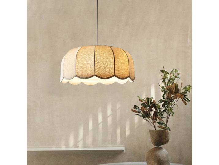 Lampe suspendue en tissu japonais, abat-jour ondulé nordique, lustre pour chambre à coucher, restaurant, décoration de la maison, luminaires suspendus