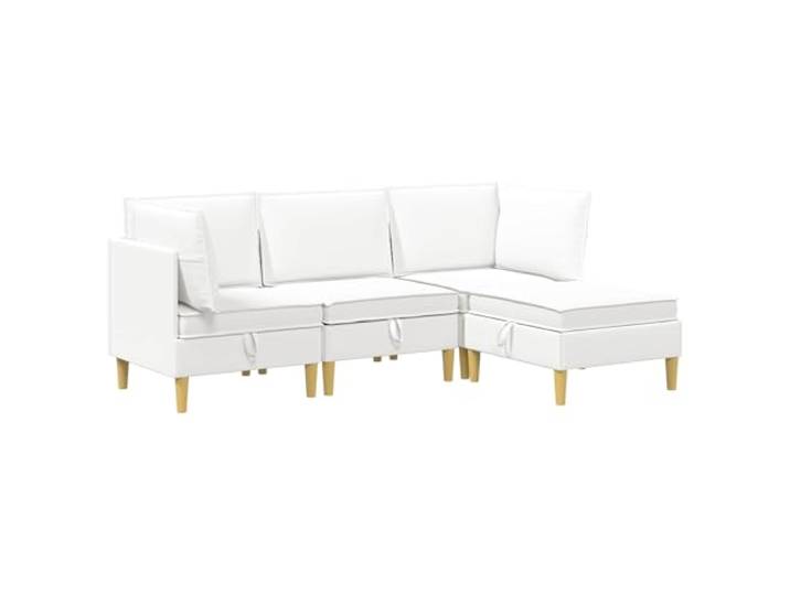PUGYNBK Modulares Sofa-Set mit Stauraum, 4-teilig, weißer Stoff Modernes Design, Kissen aus Polyester, abnehmbare Bezüge, MDF-Rahmen, flexible Aufteilung