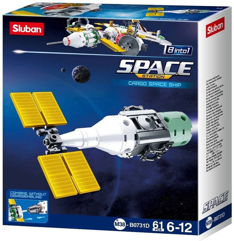 Space Station : Satellite D - 8 en 1 - Cargo Space ship 61 pcs - Sluban