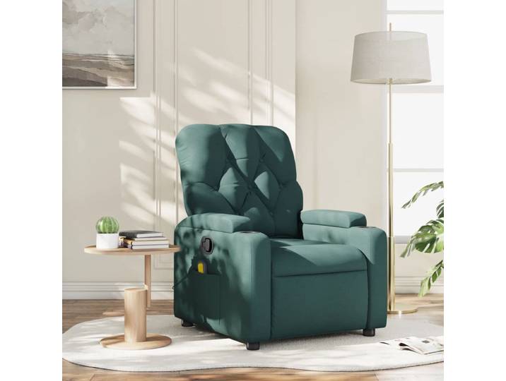 vidaXL - Massagestoel - met - donkergroene - stof