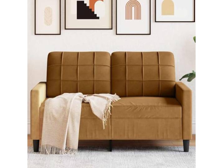 HEFZGDB 2-Sitzer-Sofa Braun 120 cm Samt Modernes Wohnzimmer Sofa Bequem Entspannen Metallgestell Robust Stabilität Weiche Sitzflächen Komfort Design Hingucker