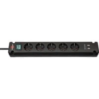 Bremounta Steckdosenleiste 5-fach schwarz, 3 Meter, 2x USB-A
