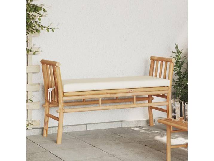 NEW 2025 Banc de jardin - Banquette outdoor - avec coussin - de 110 cm - en bambou @@U14108077