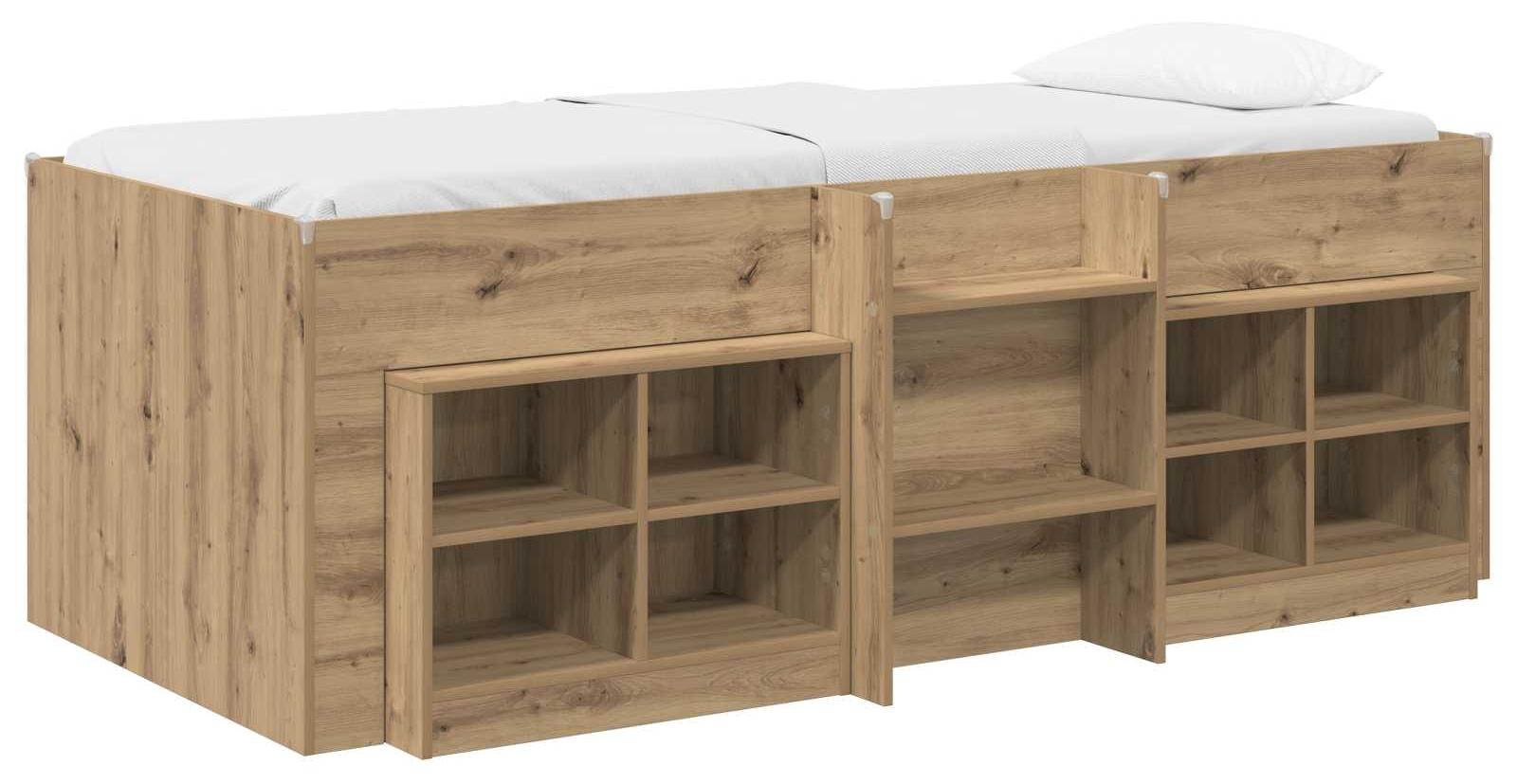 Loft Bettgestell mit Schrank 3 stk. Artisan-Eiche Holzwerkstoff