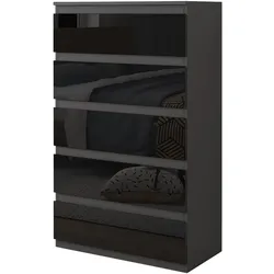 HTI-Living, Kommode + Sideboard, Kommode Kenji 5 Schubladen Hochglanz (70 x 40 x 115 cm)