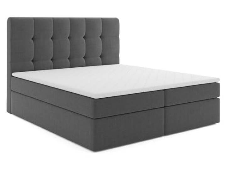 MRGROUP Boxspringbett mit Bettkasten KAROLINA 180 x 200 cm geflechtes Stoff Polsterbett mit Bonell-Matratze und Topper Doppelbett mit Stauraum Bett für Schlafzimmer Gepolstertes Kopfteil H3 dunkelgrau