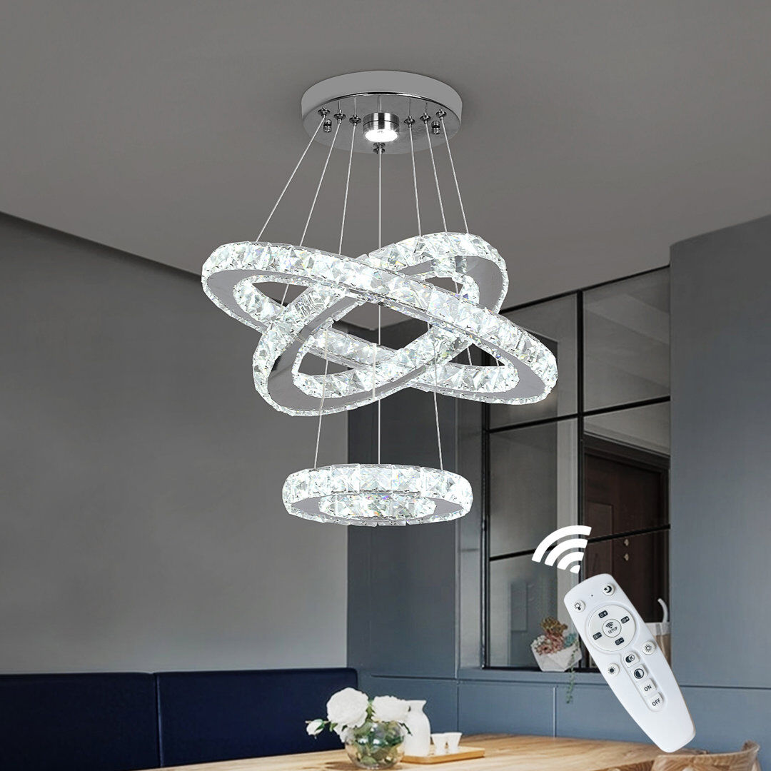 Fairmont Park Lowellville 3 - Light Crystal LED Chandelier Chrome