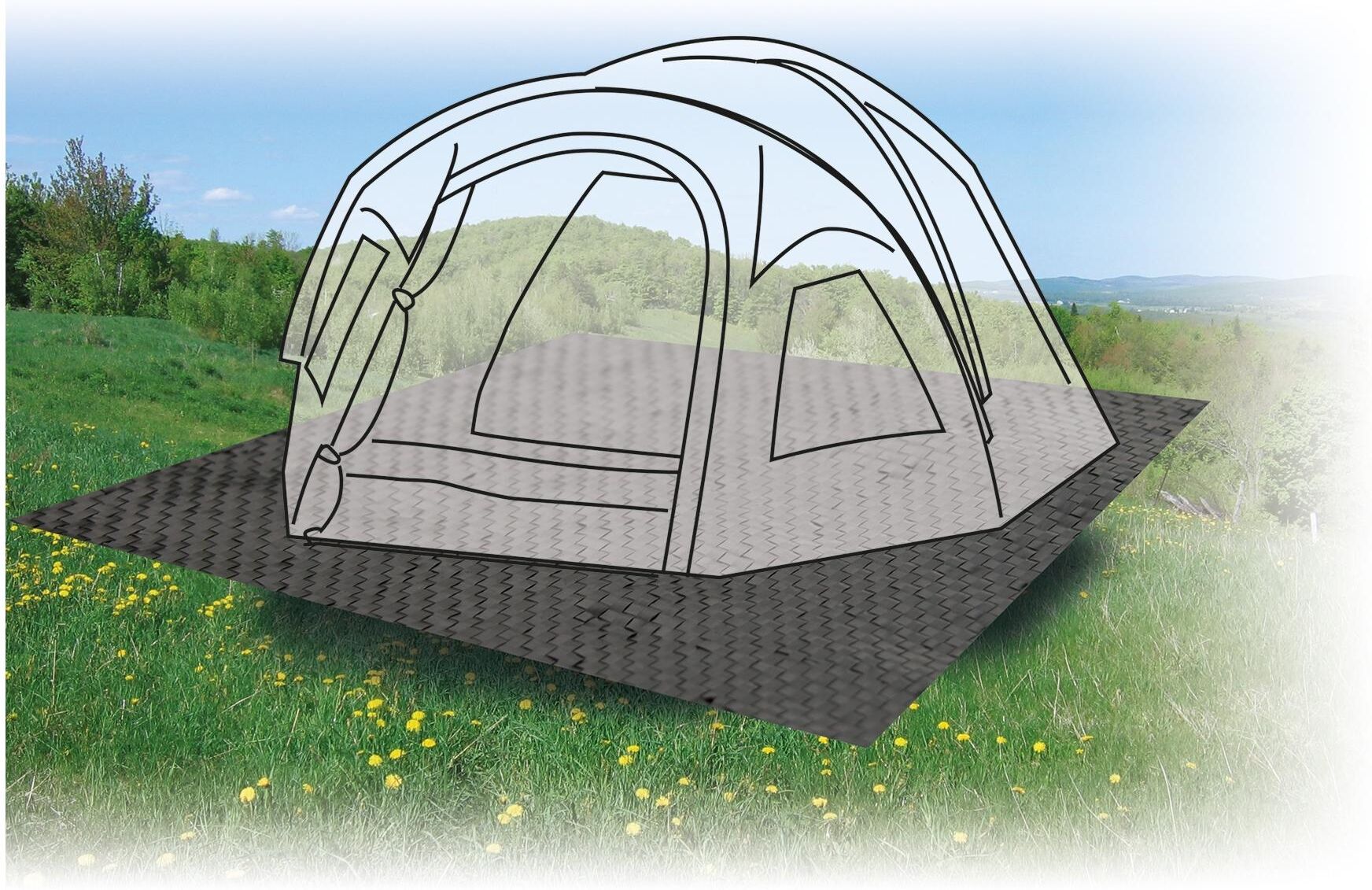 Zeltunterlage EUROTRAIL, schwarz, Planen, B/H/L: 300cm x 700cm, Polypropylen (PP), Zeltunterlage, B:300cm L:700cm schwarz B/H/L: 300cm x 700cm