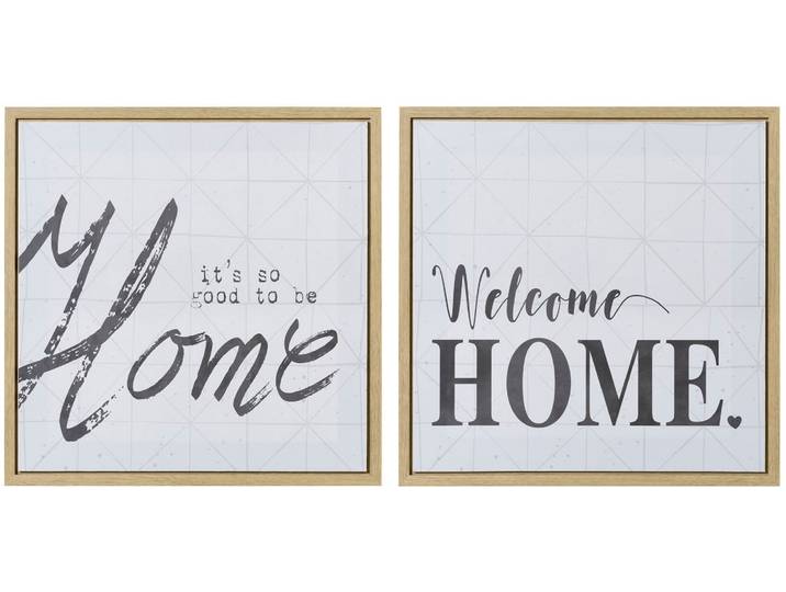 Bild mit Rahmen CREATIV HOME Deko-Bild HOME , weiss (farbe rahmen: natur, farbe bild(er): schwarz), B:50cm H:50cm T:2,5cm, Bilder, Bild mit Rahmen, in quadratischer Ausführung