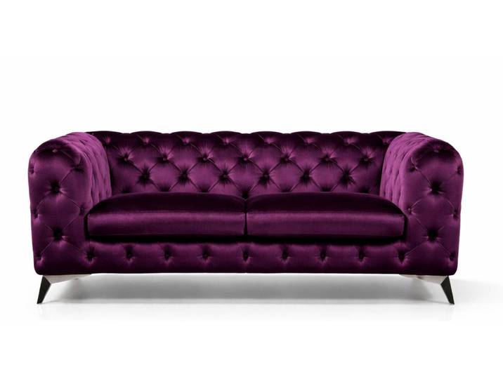 Xlmoebel Polstergarnitur Violettes Sofa im Chesterfield Stil mit hochwertigem Textilbezug, (2-Sitzer Sofa, Skulptur), Hergestellt in Europa