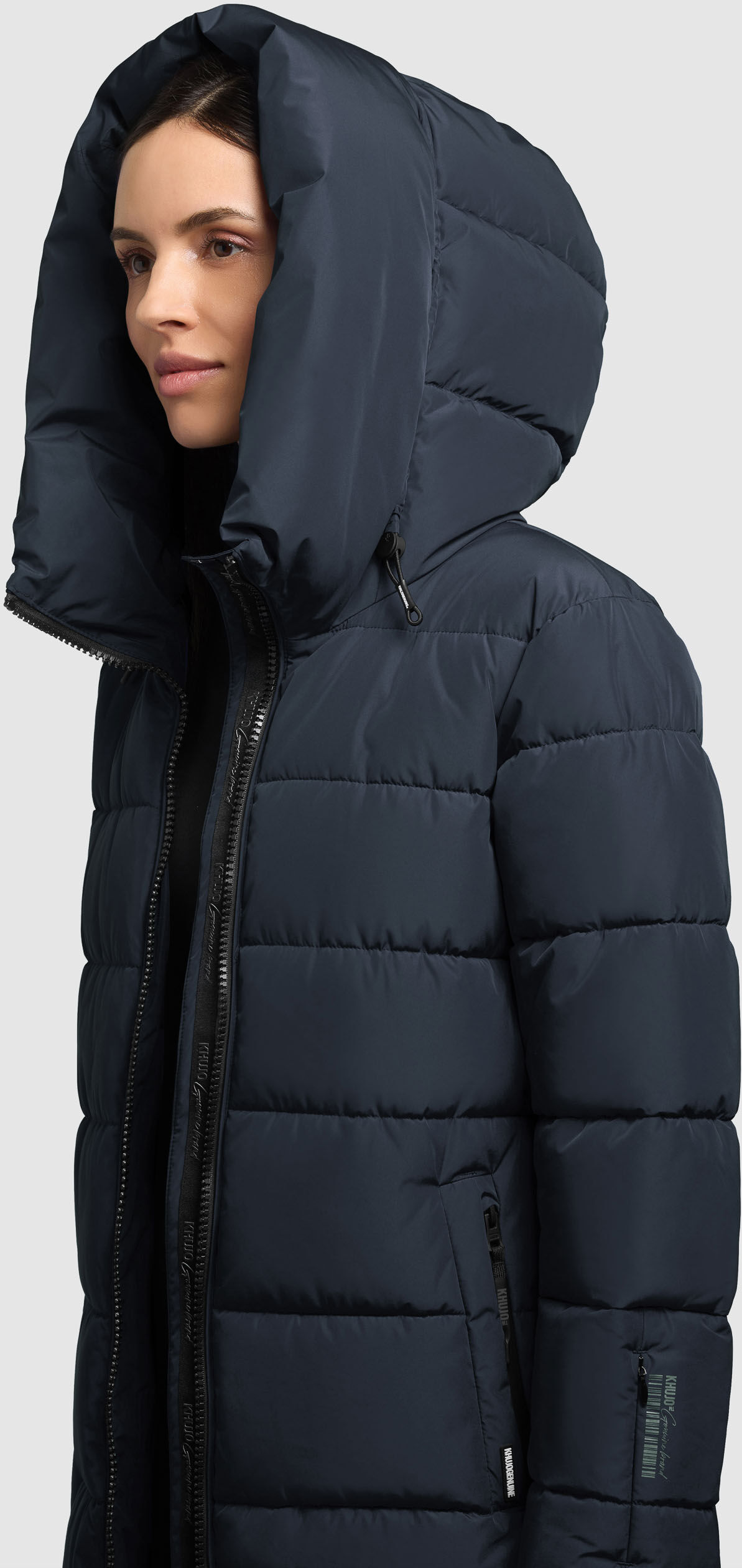 Steppjacke KHUJO "GRIMES", Damen, Gr. S, blau (blau nights), Web, Obermaterial: 100% Polyester. Futter: 100% Nylon. Wattierung: 100% Polyester, unifarben, Po-bedeckend, Jacken Steppjacke, Reissverschlusstaschen blau nights S