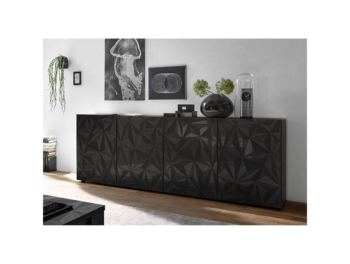 Sideboard Prisma I 241cm Grau/Hochglanz Anthrazit