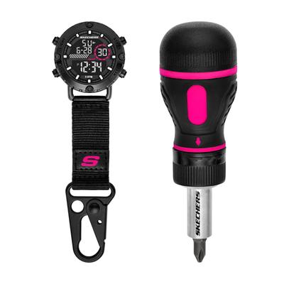 Chronograph SKECHERS "Screwdriver Set", schwarz, Armbanduhren, Damen, Chronograph, Quarzuhr, Armbanduhr, Ideal auch als Geschenk, digital, Tag, Wochentag