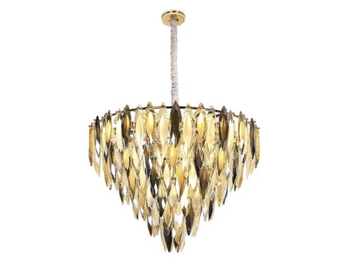 Luster Kronleuchter Hängeleuchte Metall goldfarben K9 Kristall champagner D 60 cm