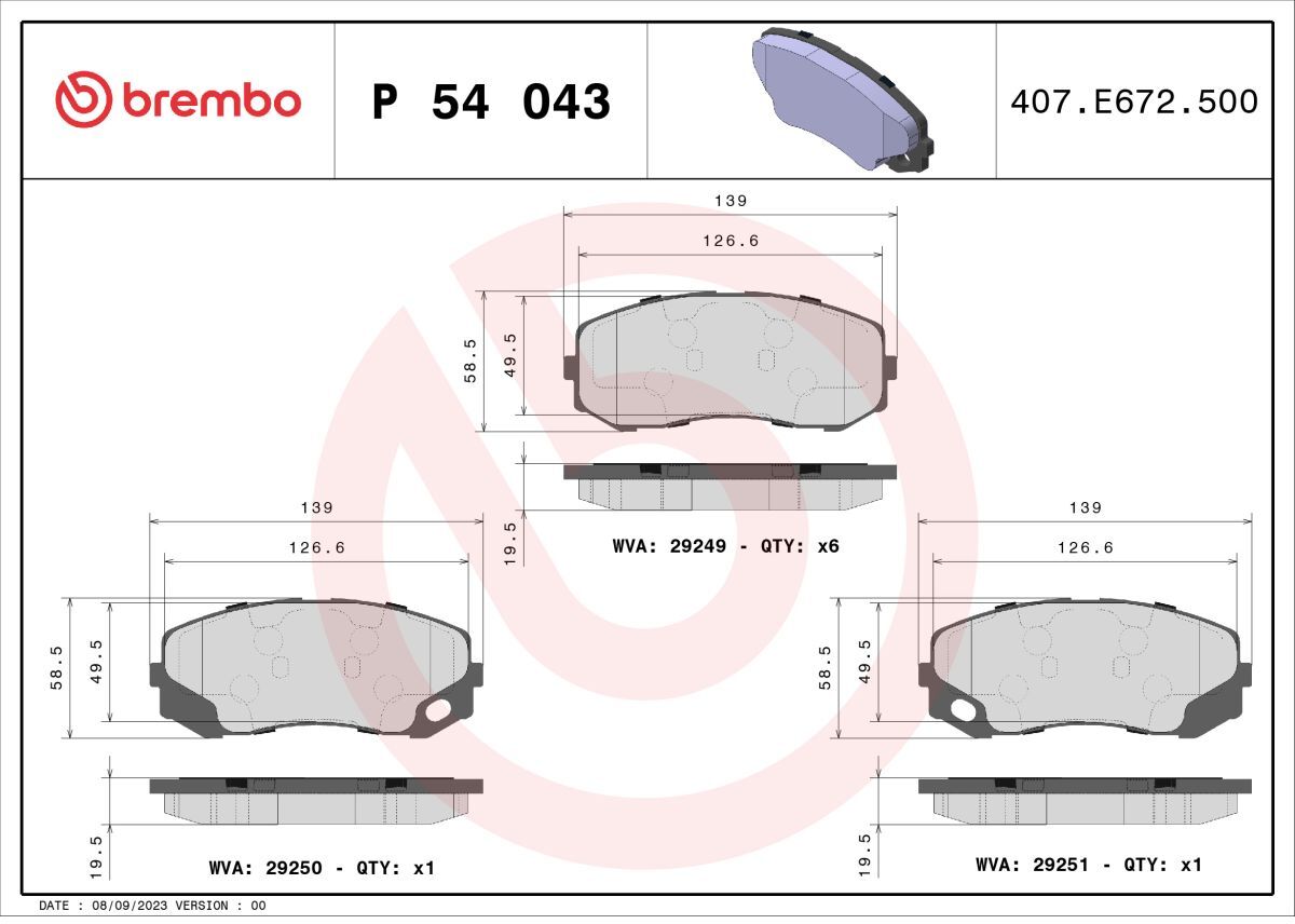 Bremsbelagsatz BREMBO P 54 043