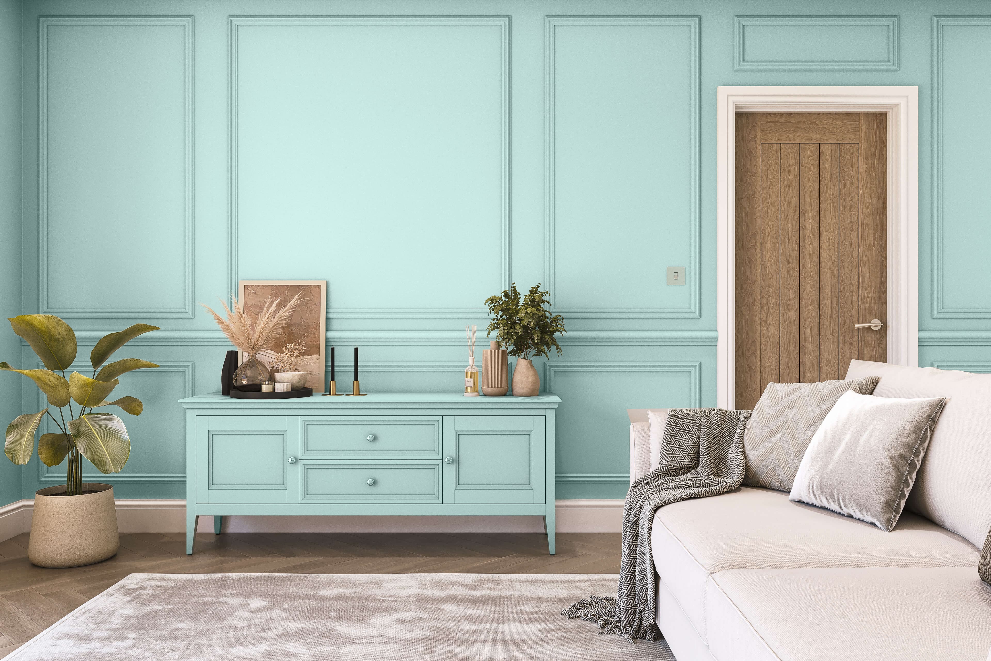 Hemway Peel and Stick Sample - Chalk Based Furniture Paint - Soft Blue Smoke