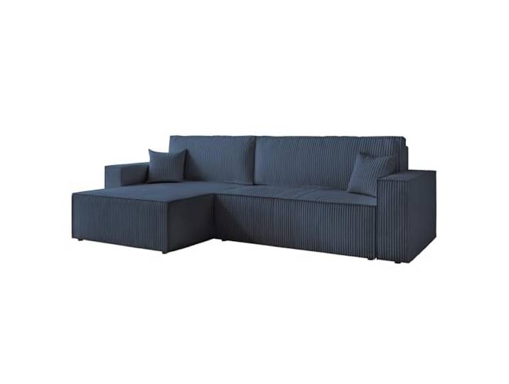 Ecksofa XL mit Schlaffunktion und Bettkasten 276 x 145 cm 276 x 145 x 79 cm, Kiefernholz und MDF, Hoher Sitzkomfort, Flexible Ottomane, Wohnen und Schlafen, Integrierter Bettkasten