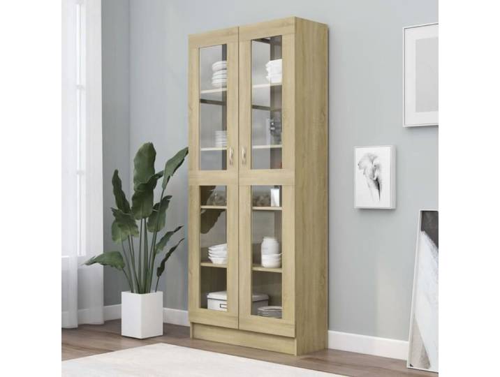 Armoire à vitrine - VIDAXL - Chêne sonoma - 2 portes - Bois - Panneaux de particules