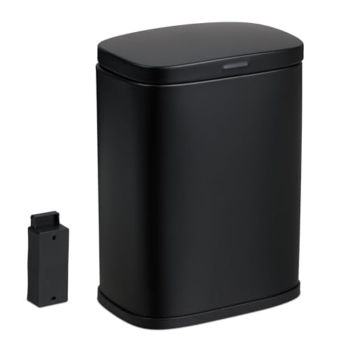 Relaxdays Badkamer prullenbak zwart, wandmontage, 3 liter, softclose met binnenemmer