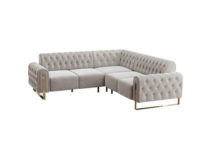 Carryhome Ecksofa, Beige, Metall, 5-Sitzer, 264x264 cm, Rücken echt, Wohnzimmer, Sofas & Couches, Wohnlandschaften