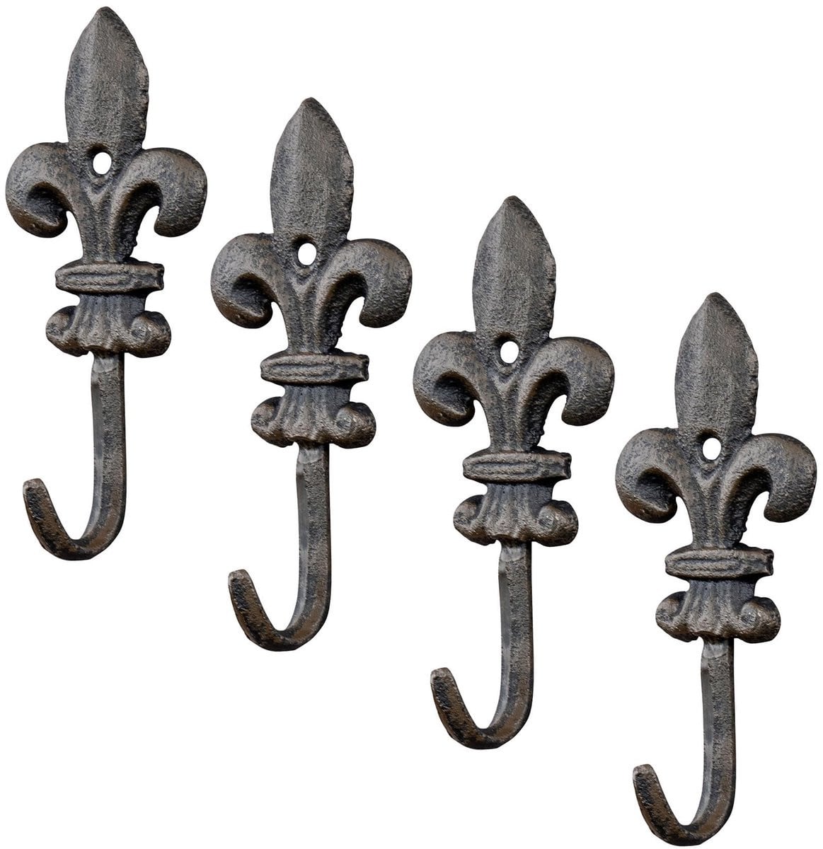 Set van 4 antieke ijzeren wandhaken in shabby chic stijl
