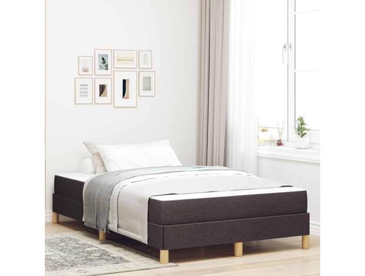 Stoffbezug modernes Design Boxspringbett Dunkelbraun 120 x 200 cm Boxspringbett mit Matratze Dunkelbraun 120x200 cm Stoff Bett mit Lattenrost Doppelbett Taschenfederkern Matratze Stabil