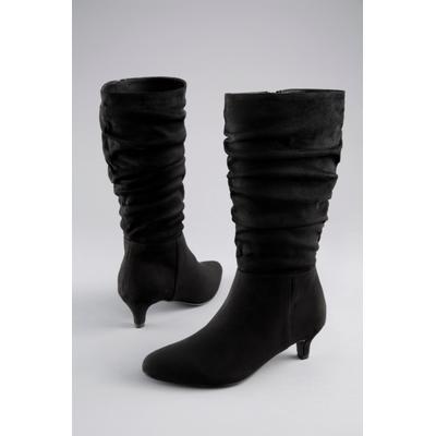 Stiefel ANISTON SHOES, Damen, Gr. 38, wärmend, schwarz, Textil, Veloursleder, Schuhe Stiefel, mit Raffungen am slouchy Schaft