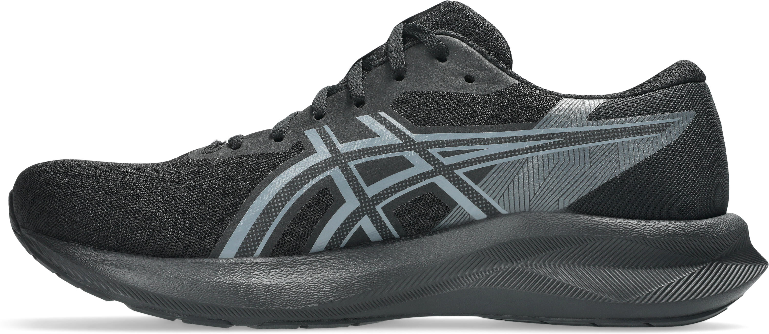 Laufschuh ASICS "PATRIOT 14", Herren, Gr. 48, schwarz (schwarz, metropolis), Textil, Schuhe Laufschuh, atmungsaktives Mesh-Obermaterial, Energiegeladene Mittelsohle schwarz, metropolis 48