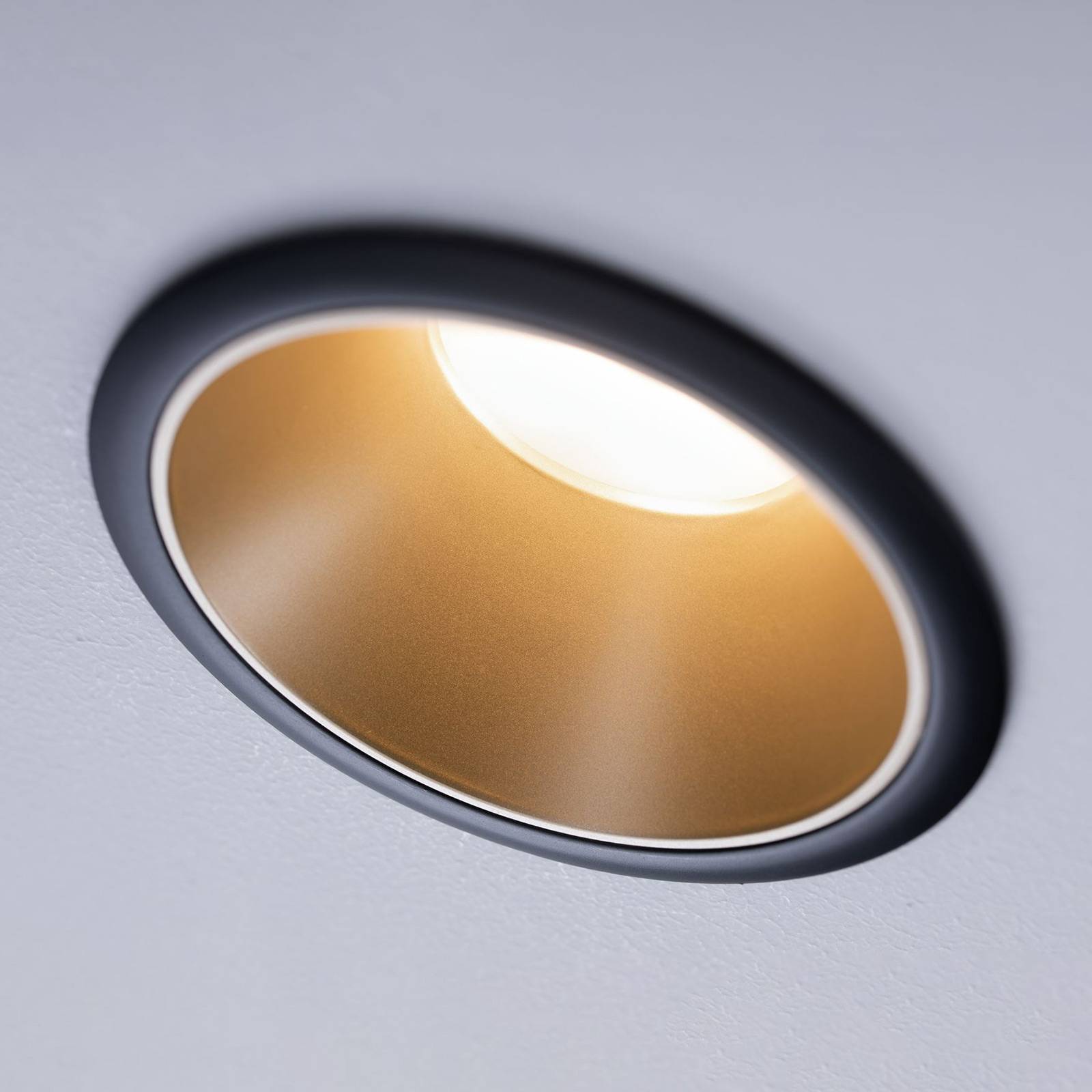 Paulmann Cole LED spot, gold-black, set of 3 Cole, dimmable, Brass / gold, Hallway, Aluminium, Modern, Spotlight Recessed