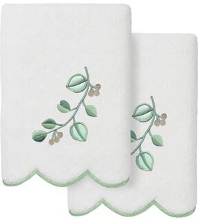 Authentic Hotel and Spa 100% Turkish Cotton WILD BRANCH Scallop Embellished Towel Collection