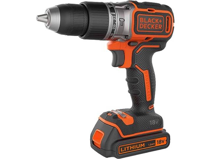 BLACK+DECKER Perceuse à percussion sans fil - Chargeur standard\, Noir\, 1 batterie