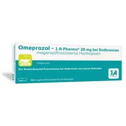OMEPRAZOL-1A Pharma 20 mg bei Sodbrennen HKM 14 St