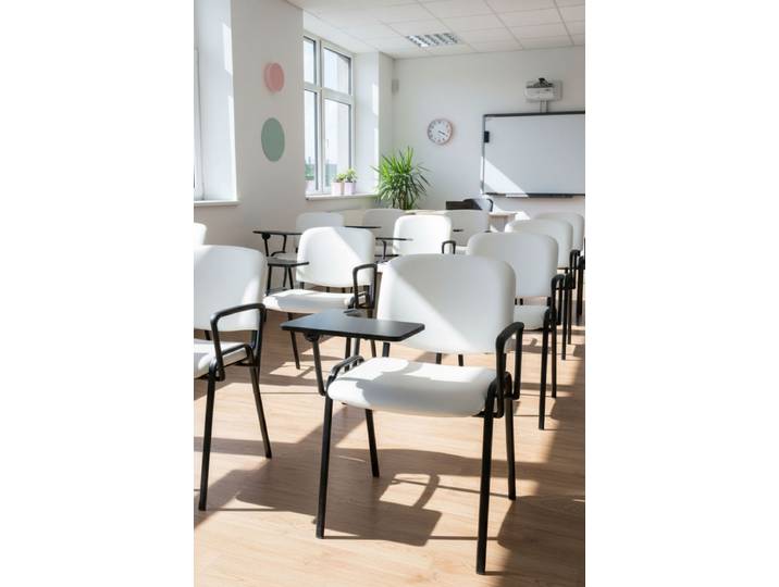 4er Set Ofis Kunstleder Schreibtablar Armlehnenstühle - Weiß