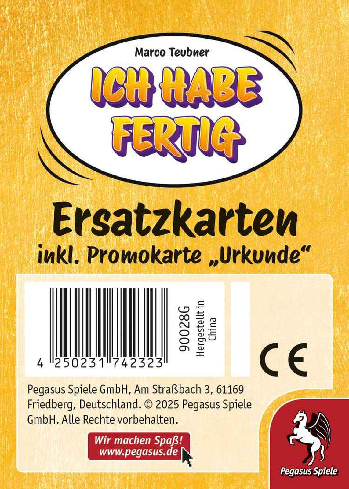 Pegasus Spiele Ik ben klaar! Set met vervangende kaarten en promotie-certificaat (Duits)