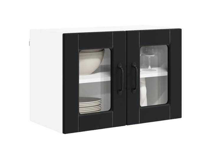 KTHLBRH Wandschrank Küche Schwarz 60 x 31 x 40 cm Mehrschichtholz, 2 Türen, 2 Einlegeböden, Wandmontage, leicht zu reinigen