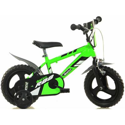 Kinderfahrrad DINO BIKES "12" Kinderfahrrad Jungen stabiler Stahl-Rahmen Stützräder kindgerecht" Gr. 21, grün, Fahrräder, Kinder, 21cm, 12 Zoll (30,48cm), mit Stützrädern und Frontschild