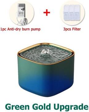 Uplift Essentials 3L Ultra Quiet Automatic Pet Water Fountain & Advanced Filtration System green Gold Upgrade 3l